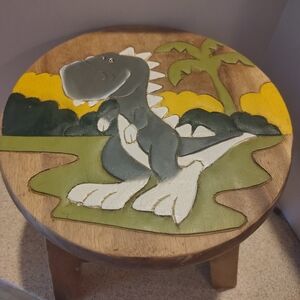 Dinosaur Themed Wooden Stool